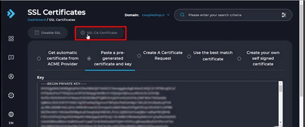 انتخاب گواهی ریشه (SSL CA Certificate)